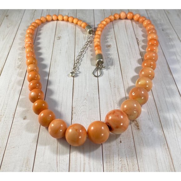 Jay King DTR Necklace 925 Angel Skin Coral Beaded Southwestern Heavy Signed - Picture 7 of 7